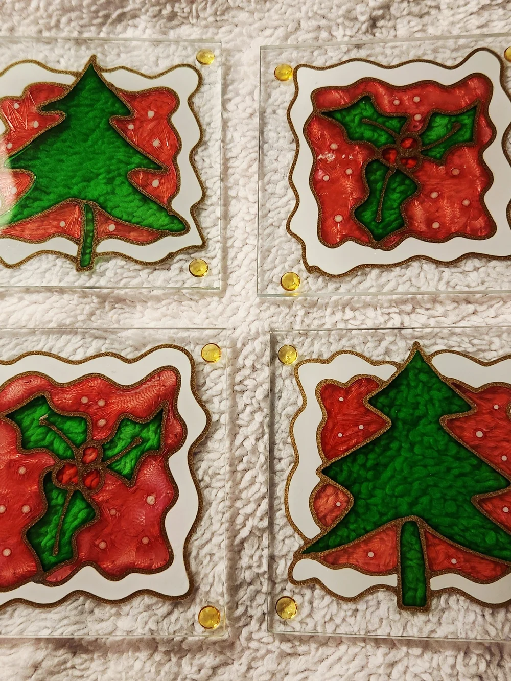 American Greetings Red and Green Holiday Coaster Set